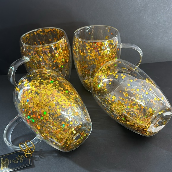 Gold Giltter 4 Piece Mug Set - Picture 10 of 16